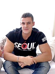 Alec Rothko and his giant cock having his first BJ action with expert cocksucker Manuel Rios